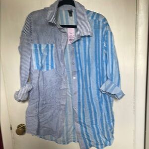 Wild Fable Blue and White Striped Shirt XXL, NWT. Soft. Lightweight
